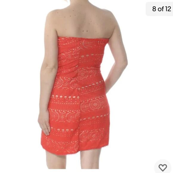 Free People Oceanside Red Strapless Crochet Mini Dress Size XS NEW - Picture 2 of 10